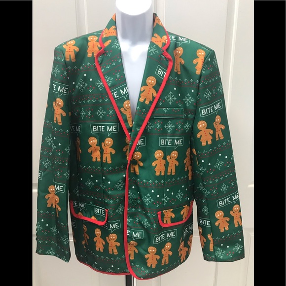 🎁🎄Holiday Gingerbread Blazer/Sport Coat L - Picture 2 of 3